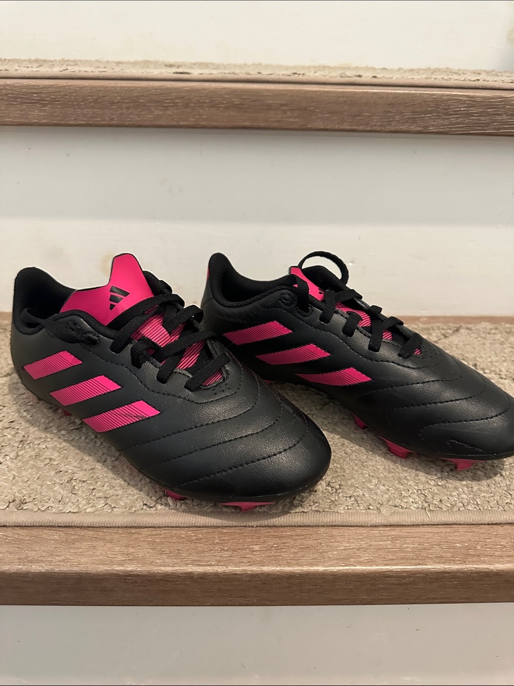 adidas Black and Hot Pink Soccer Cleats